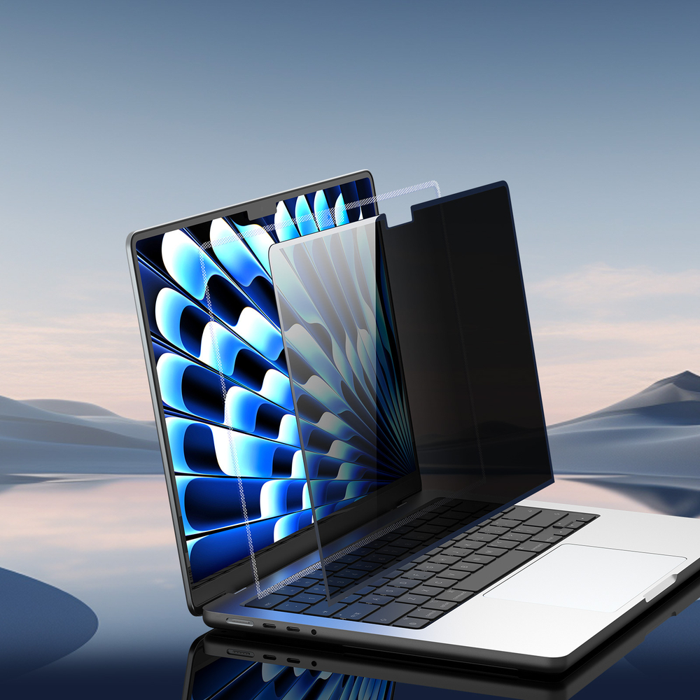 Защитная пленка анти-шпион для экрана ноутбука MacBook Air 15.3 (2023, 2024-2025) от от Dux Ducis, серия Leno Series Privacy Film