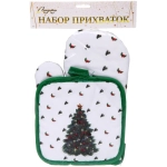 Прихватка в наборе с прихваткой-варежкой «Новогодняя красавица» 26*17 см, 17*17 см