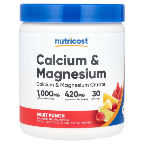 Nutricost, Кальций и магний, фруктовый пунш, 303 г (10,8 унции)