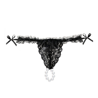 Эротический набор Клубничный соблазн и Жемчужная страсть INTT Black Brazilian Panty and Strawberry Slide Gel Set