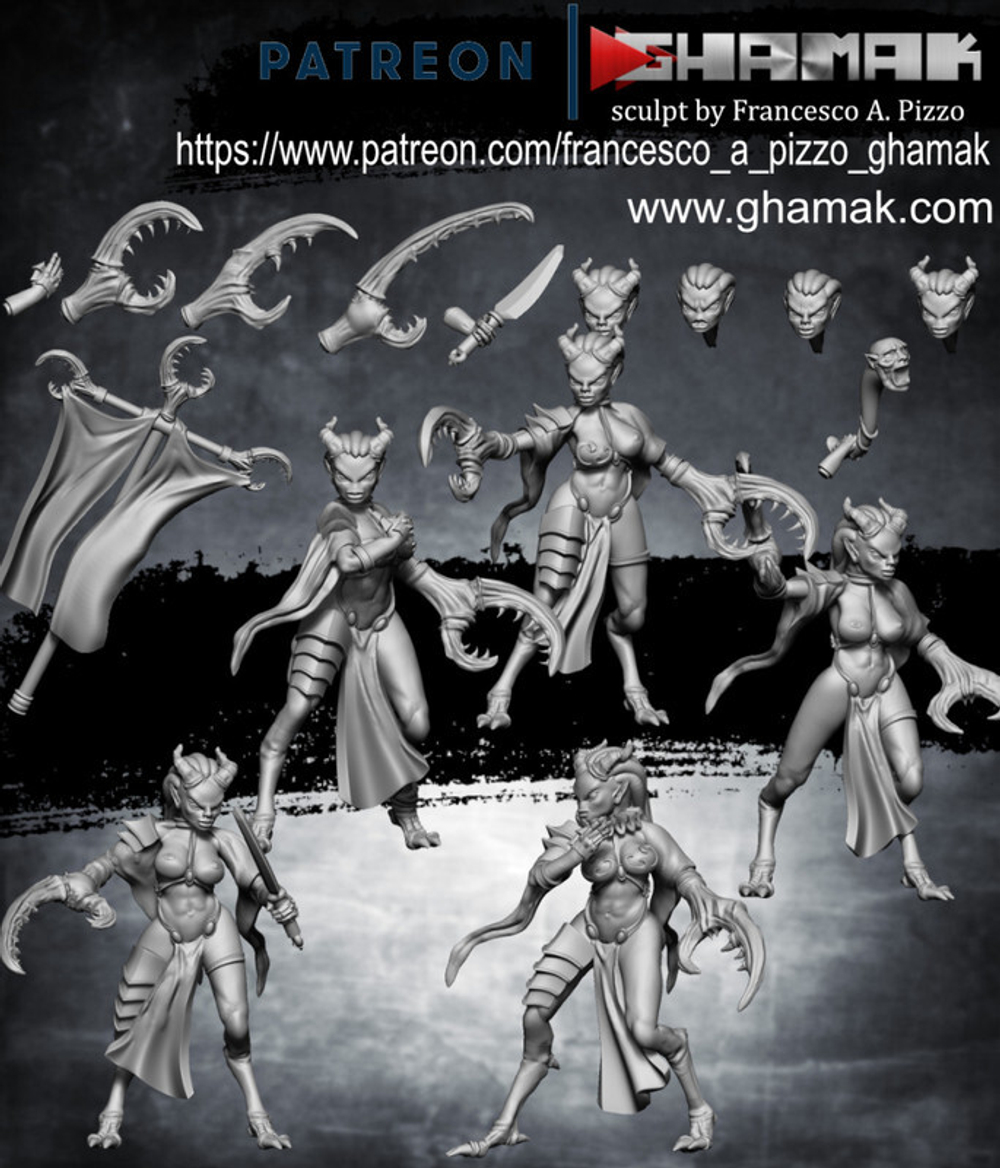Grand Alliance Chaos Hosts of Slaanesh Daemonettes of Slaanesh Демонетки Слаанеш 1шт. миниатюра для dnd, днд, pathfinder, фентези, Настольная игра, НРИ, Варгейм, РПГ