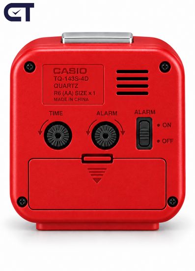 CASIO TQ-143S-4D настольные часы-будильник — красный акцент, подсветка и Snooze