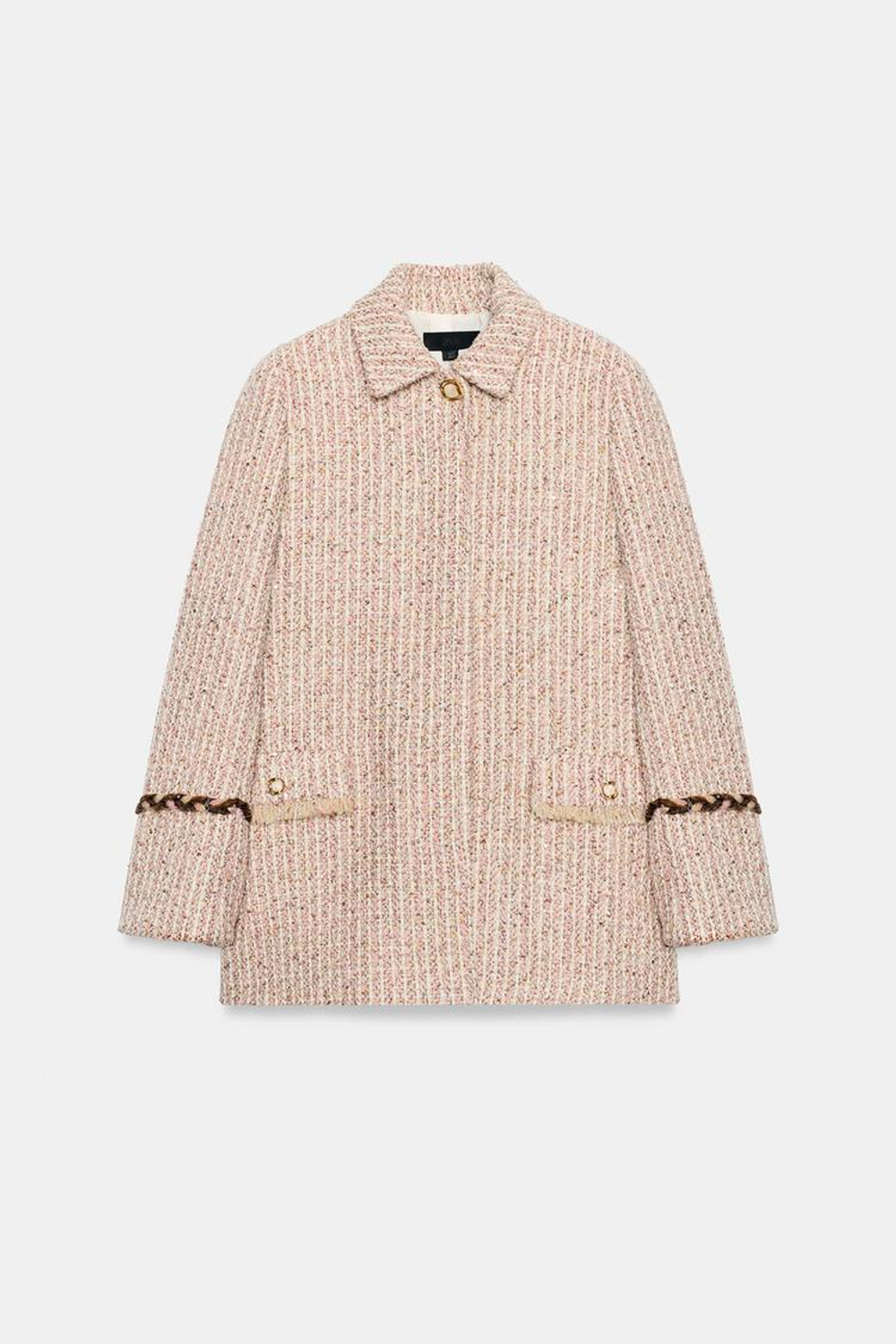 ZARA ФАКТУРНОЕ ПАЛЬТО С ПАЙЕТКАМИ, РОЗОВЫЙ