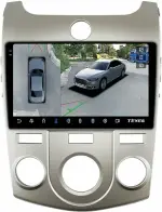 Магнитола для KIA Cerato 2 2008-2013 (кондиционер, рамка серебро) - Teyes CC3-2K-360 на Android 10, Быстрая, 2K QLED, CarPlay, 4G SIM-слот, 4 камеры в комплекте