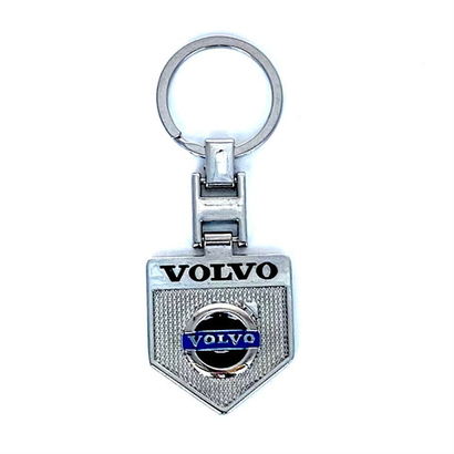 Брелок для ключей металлический с эмблемой Volvo (металл, треугольный, серебристый с синим)