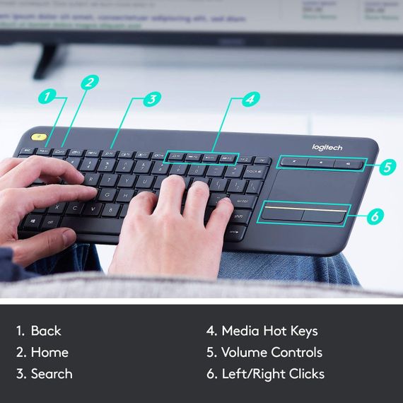 Klaviatura \ Клавиатура \ Keyboard  Logitech K400 Plus Touch Wireless