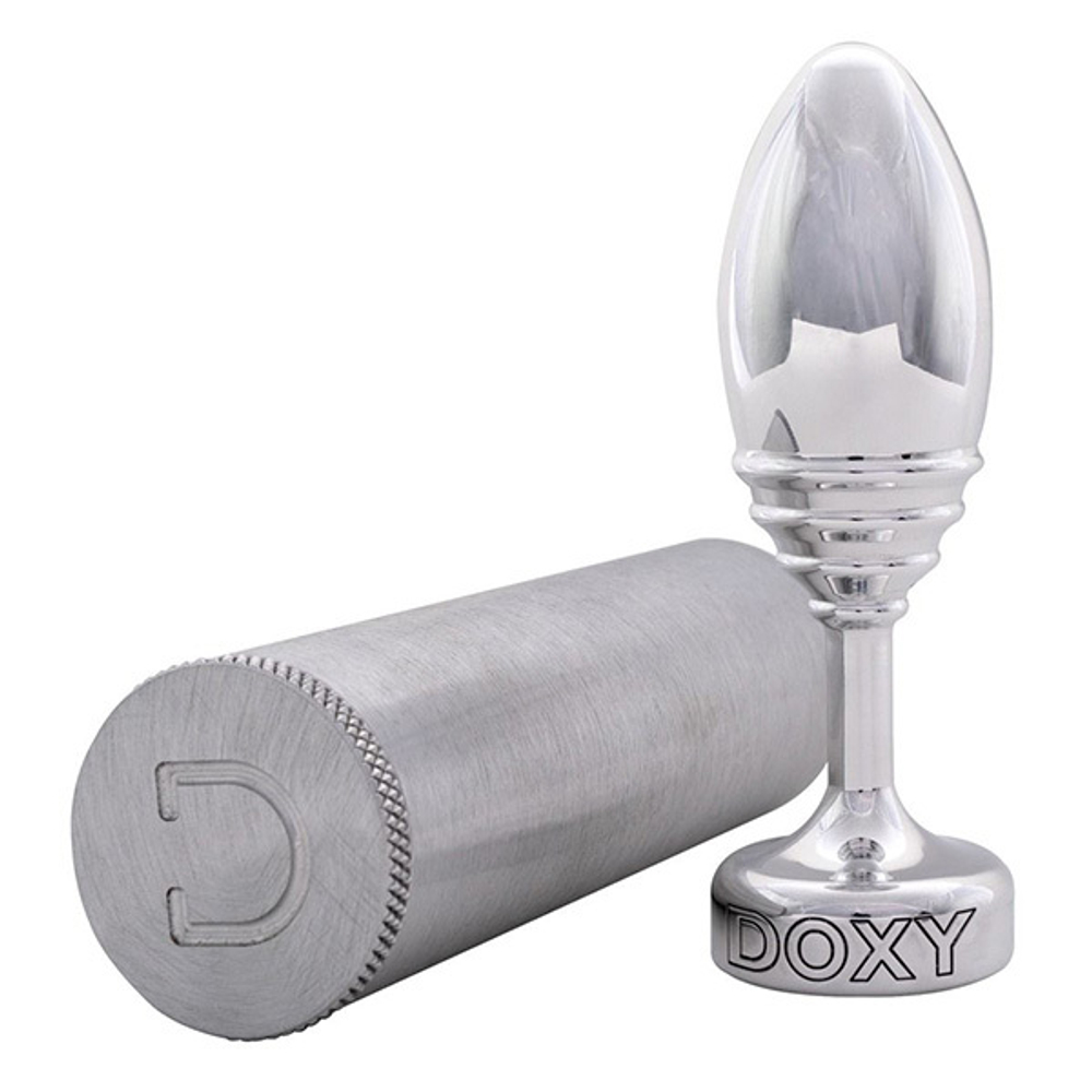 Серебристая ребристая анальная втулка 10,5см Doxy Ribbed Butt Plug DXBPSRB