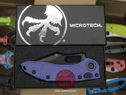 Нож Microtech Stitch Acid Purple + пружина - черный клинок, рукоять фиолетоый нейлон
