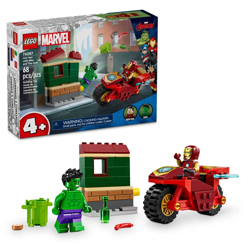 Конструктор LEGO Marvel 76287 Железный человек на мотоцикле и Халк
