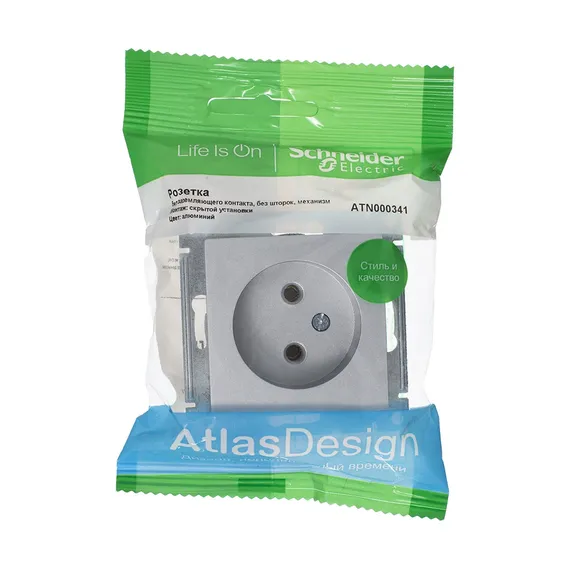 Розетка без заземления без шторок Systeme Electric AtlasDesign Алюминий ATN000341