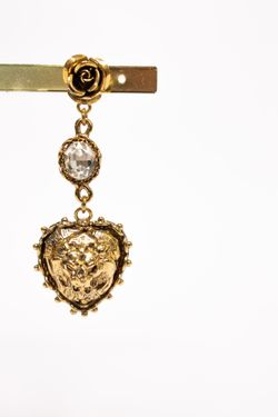 Серьги Сердце с белым кристаллом