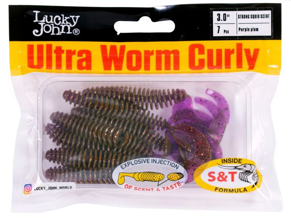 Твистеры съедоб. искусст. LJ Pro Series ULTRAWORM CURLY 3,0in (07.62)/S13 7шт.