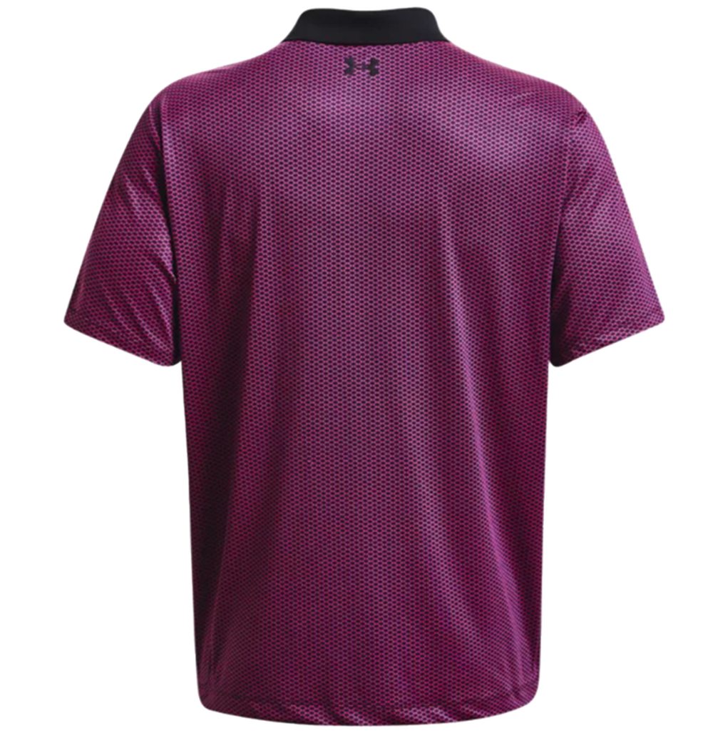 Мужское теннисное поло Under Armour Men's UA Performance 3.0 Printed Polo - black/rebel pink
