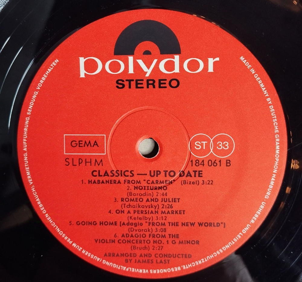 Винтажная виниловая пластинка LP James Last Classics Up To Date (Germany 1966) Romeo And Juliet