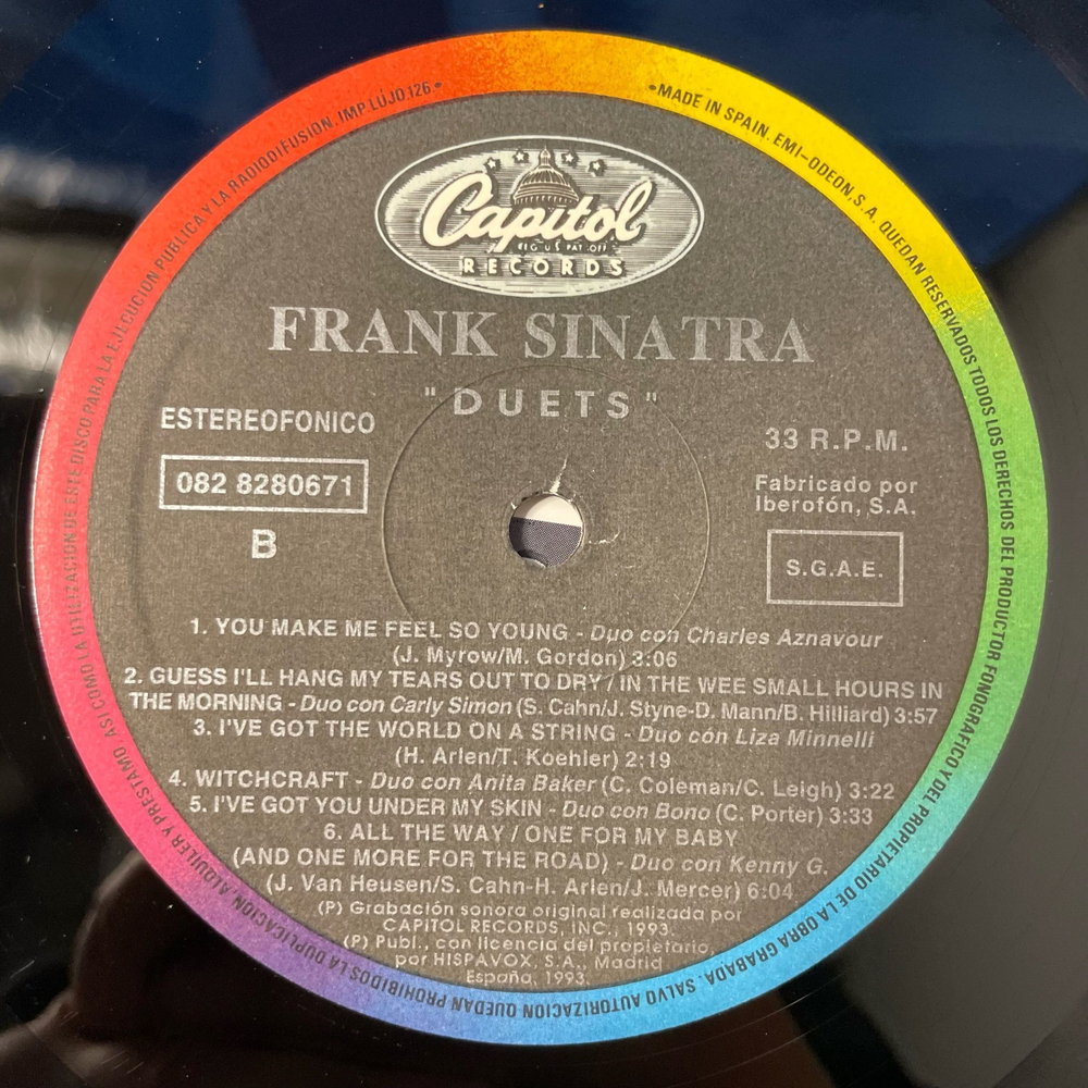 Винтажная виниловая пластинка LP Frank Sinatra Duets (Испания 1993)