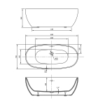 Ванна акриловая Vincea VBT-405-1600, 1600*780*580, цвет белый, щелевой перелив