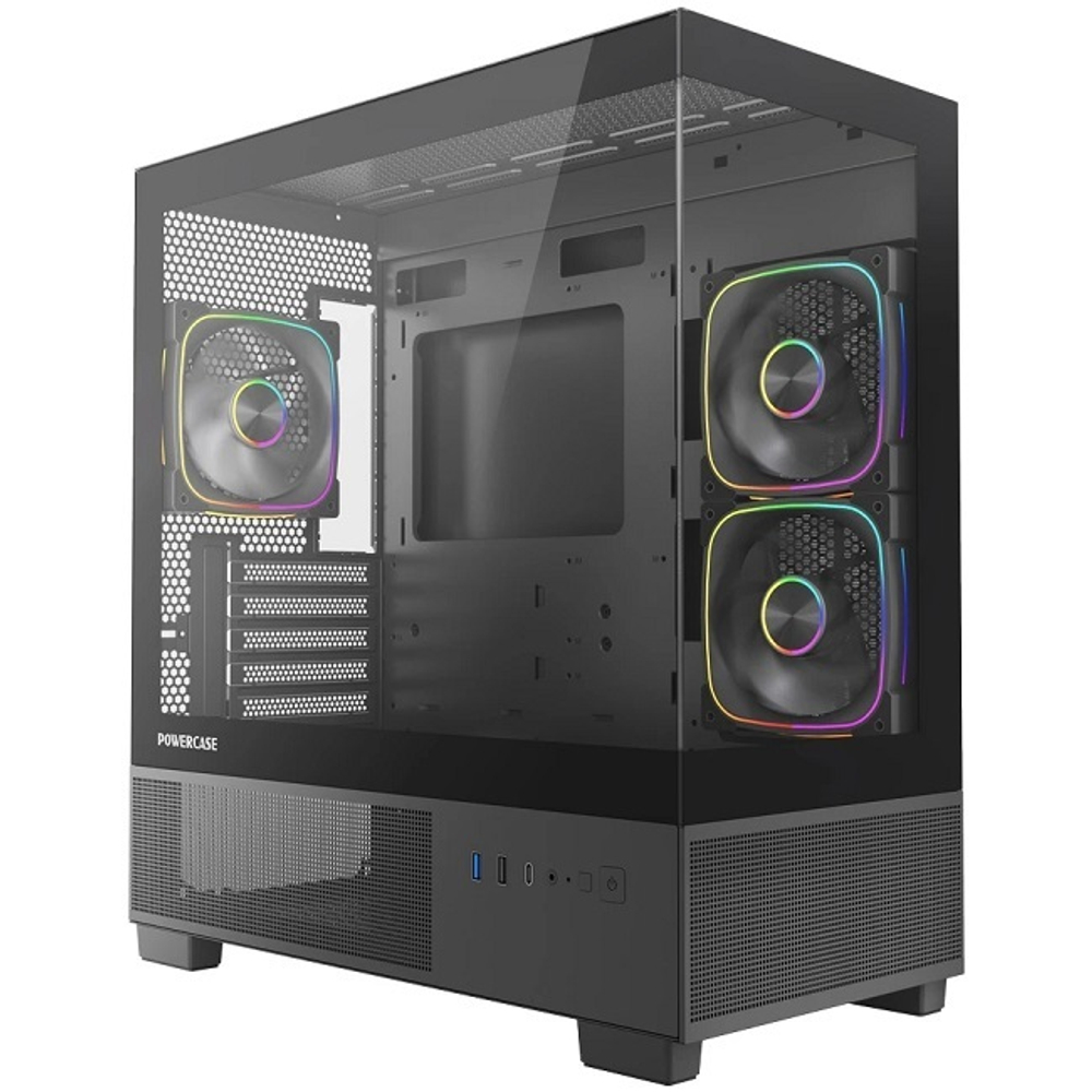 Корпус Mini-Tower PowerCase Vision Micro S3B TG ARGB, Micro-ATX, черный (CVMMSB-A3)