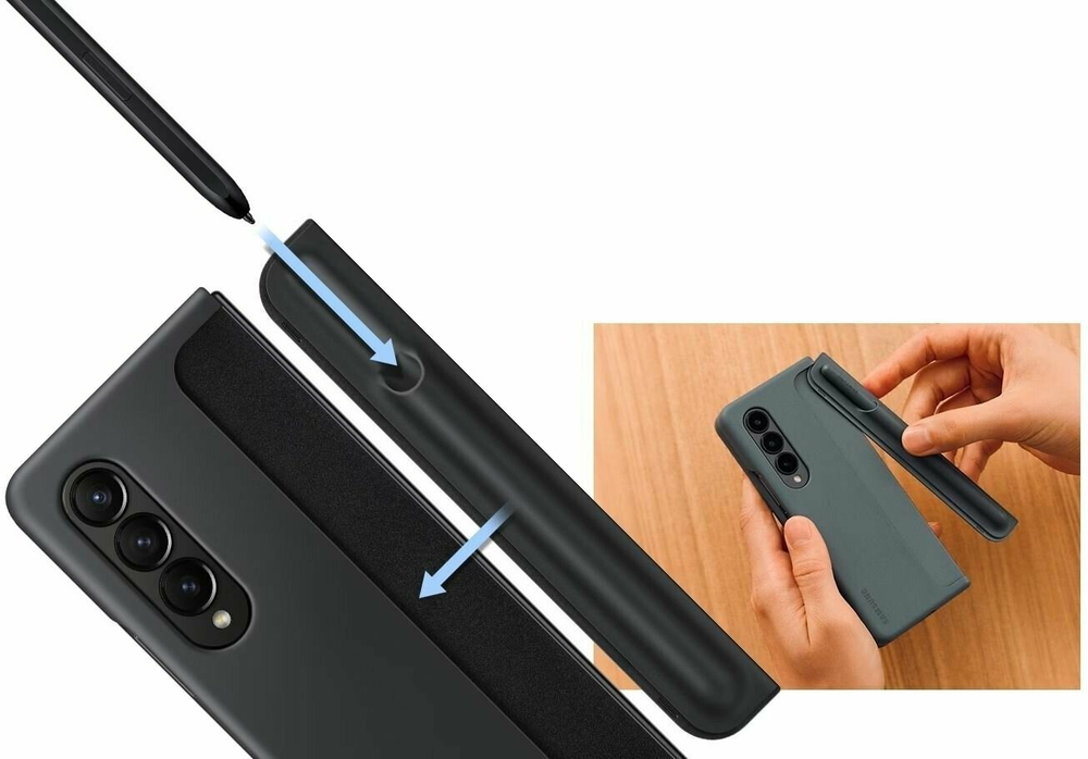 Защитный чехол для Samsung Galaxy Z Fold 4 с подставкой и ручкой (черный) (Из Финляндии)