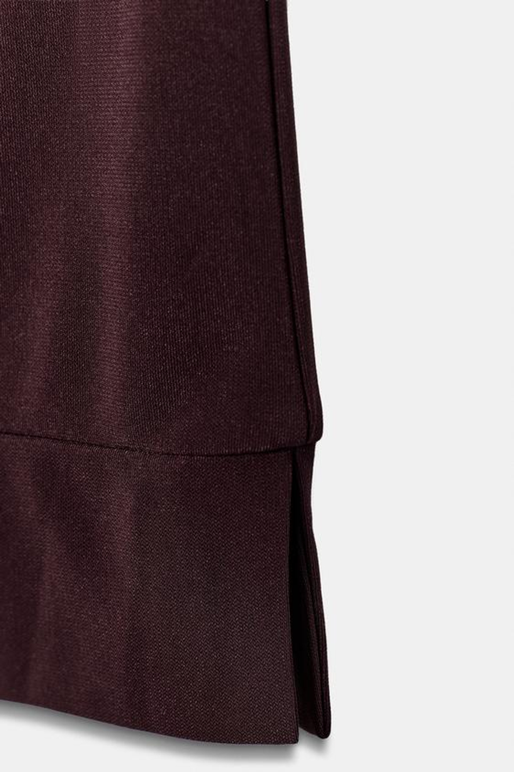 ZARA БРЮКИ ПРЯМОГО КРОЯ ИЗ КРЕПА С РАЗРЕЗАМИ, ВИННЫЙ