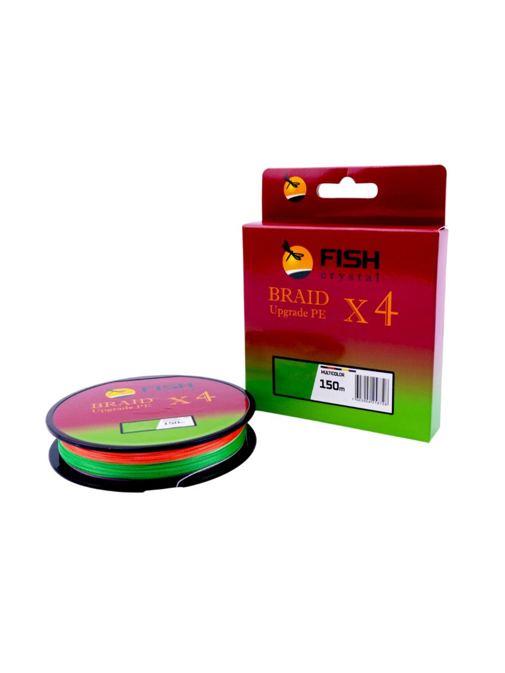 Плетеный шнур для рыбалки Fish Crystal BRAID UPGRADE PE X4 150 м, 5-ти цветный, 0.10 мм, 4.5 кг