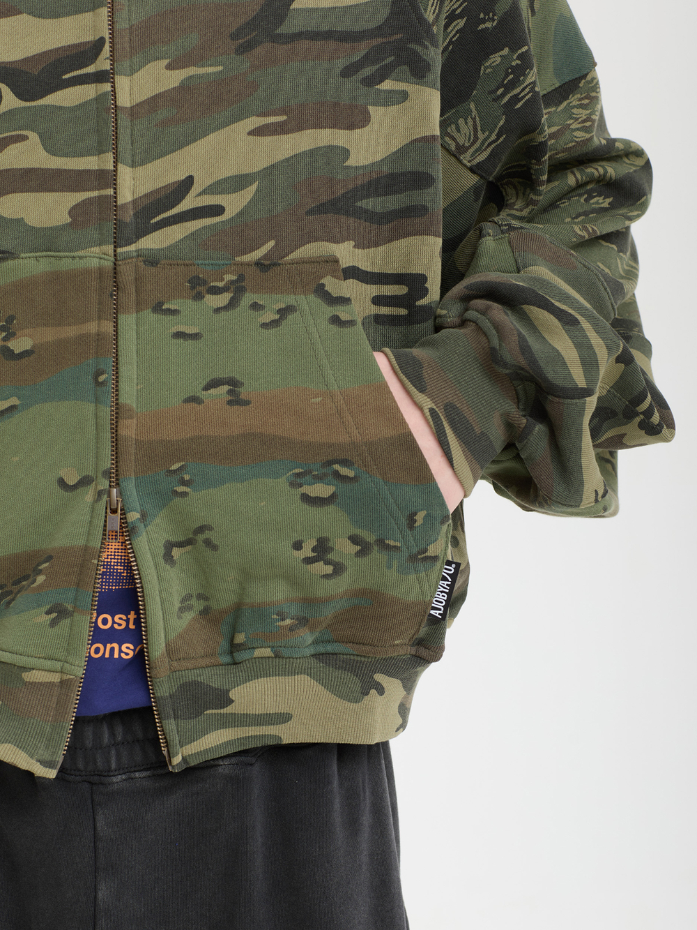 Мужская Толстовка Cropped Mixed Camo Zip-up