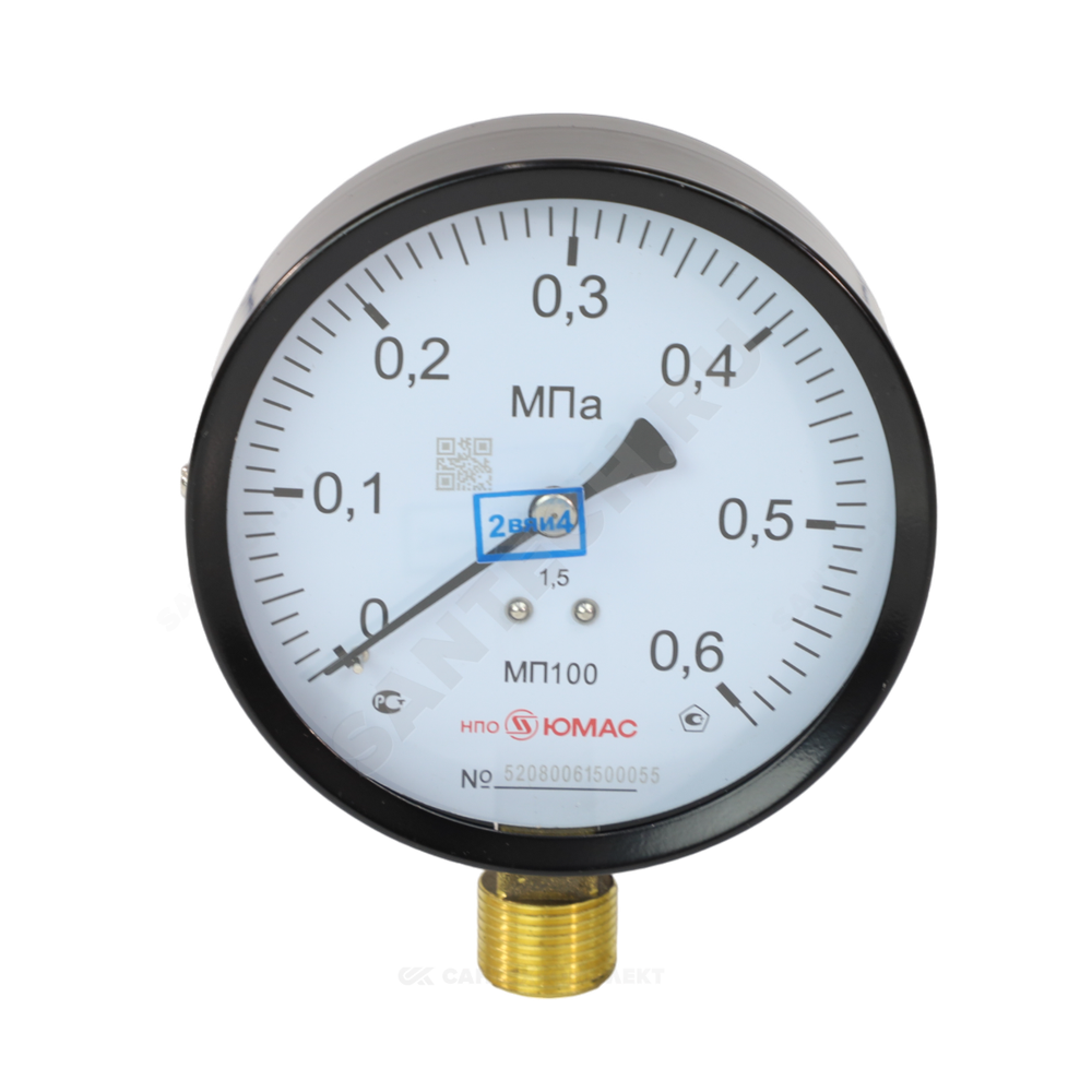 Манометр МП100 радиальный Дк100мм 0-1,6 МПа кл.1,5 G1/2" НПО ЮМАС