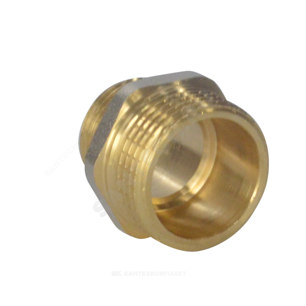 Ниппель латунь никель переходной Ду 15х10 (1/2"х3/8") НР 9023 ГОСТ 32585-2013 Aquasfera 9023-02