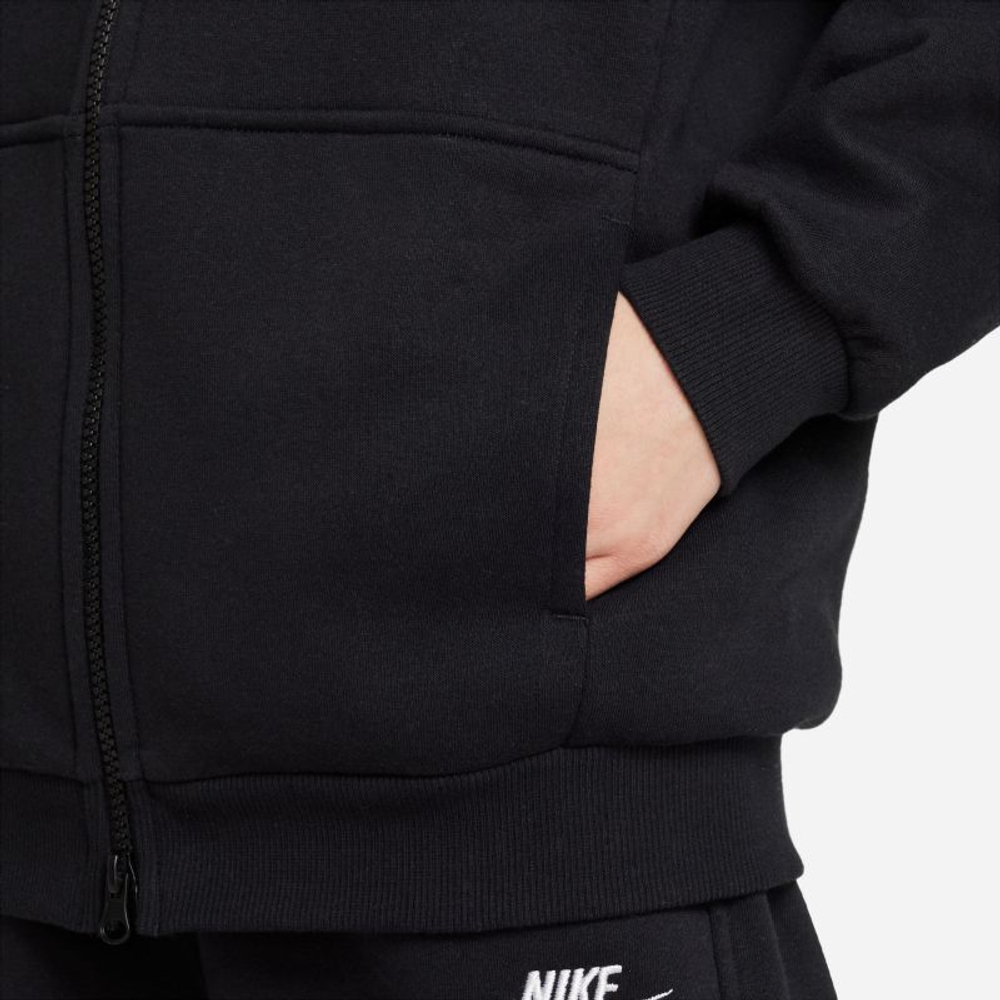 Кофта для девочки теннисная  Nike Sportswear Club Fleece Oversized Full Zip Hoodie - черный
