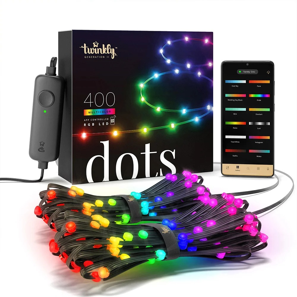 Гирлянда Twinkly Dots 400 RGB LED 20 м IP44 Wi-Fi Bluetooth Black