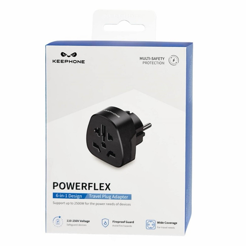 Сетевой переходник адаптер для евророзетки Keephone Powerflex черный