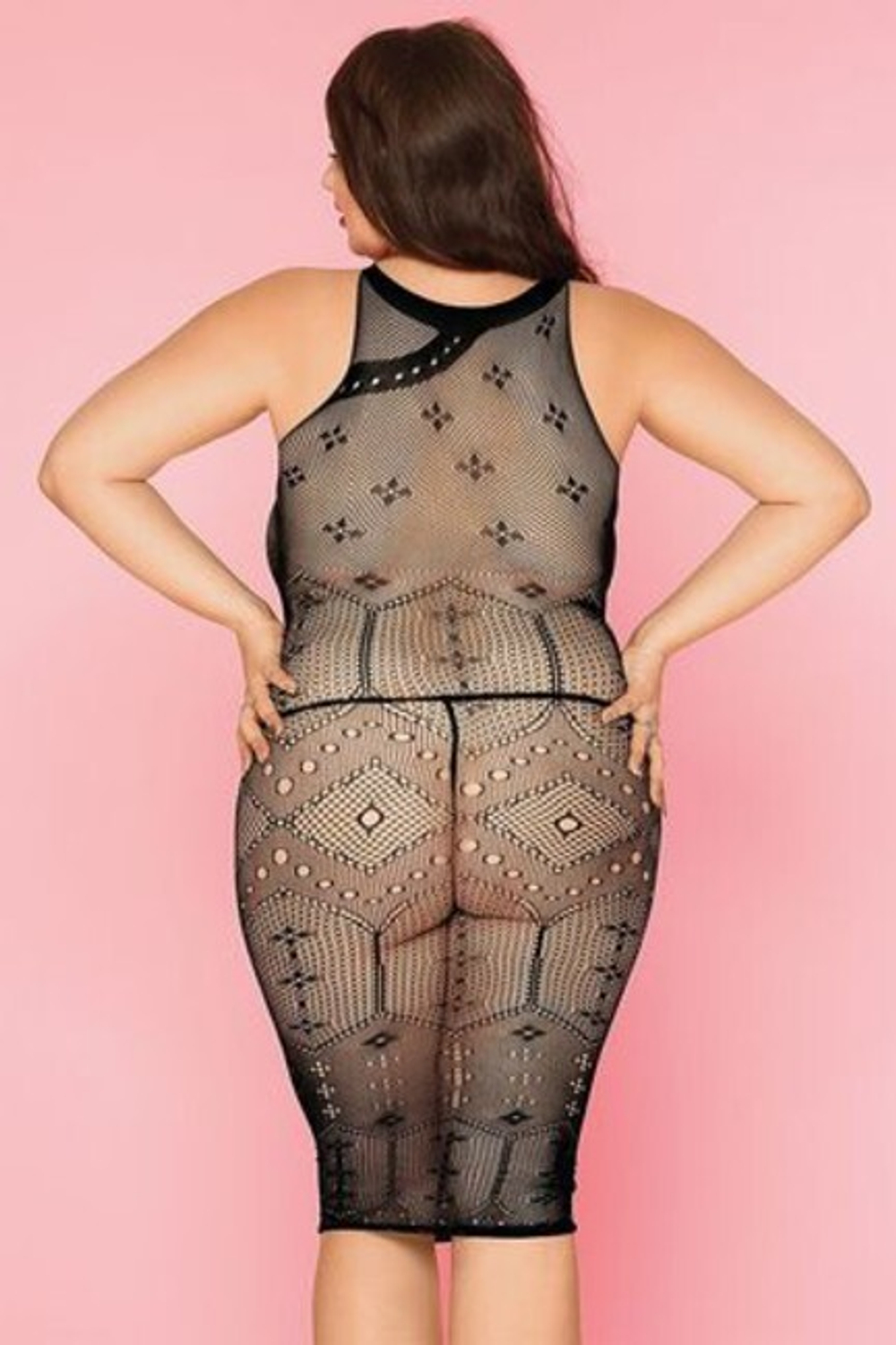 Бесшовное эластичное платье с продольными полосками Spice XXL (Цвет: черный)