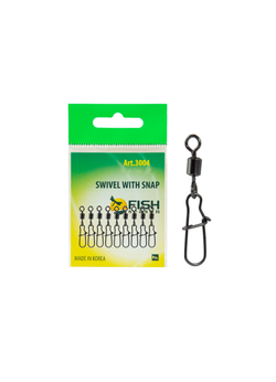 Вертлюжок рыболовный Fish Crystal SWIVEL WITH SNAP с застежкой Nice 3004 №4 (5 упаковок)