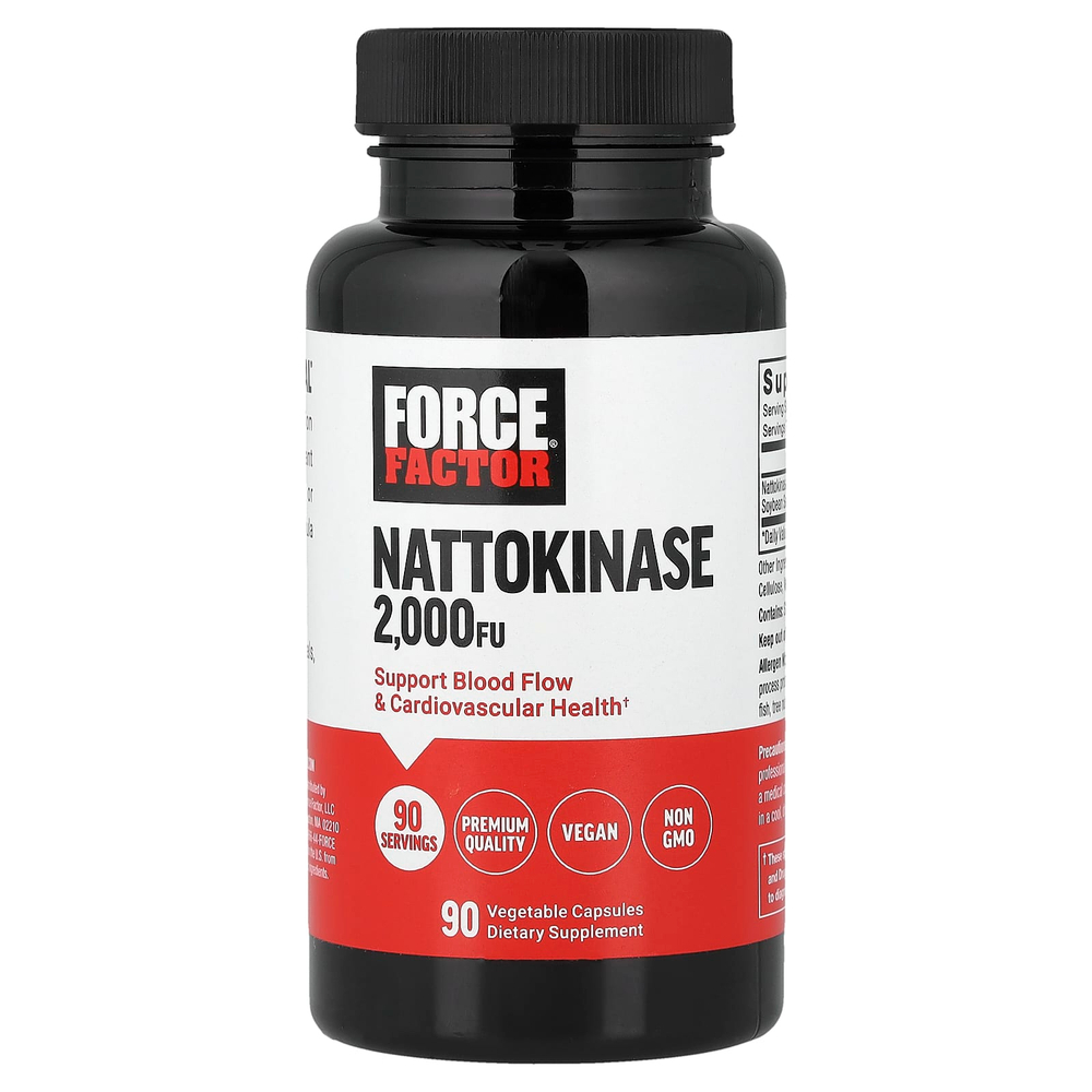 Force Factor, наттокиназа, 2000 фибринолитических единиц, 90 растительных капсул