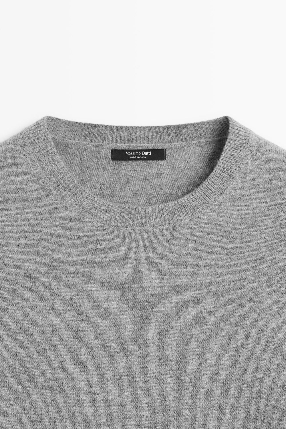Massimo Dutti Вязаный свитер с круглым вырезом из смесовой шерсти, пестро-серый