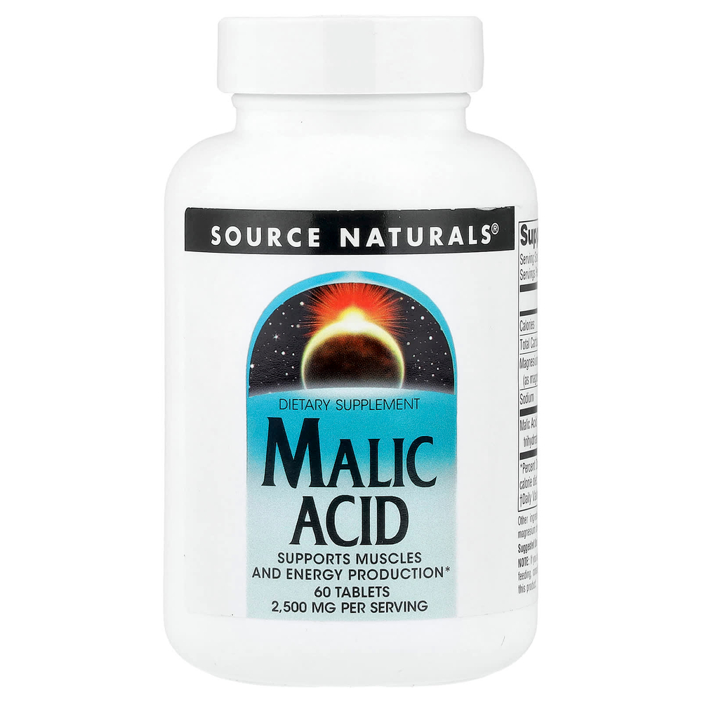 Source Naturals, яблочная кислота, 60 таблеток