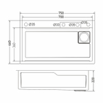 Мойка настол.монтаж 75х46 (3,0) вып 3 1/2  MIXLINE ПРО 21,5см с сиф.(сатин)+доз+смесит+кол+д/р+о/с