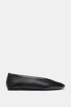 ZARA ПЛОСКИЕ КОЖАНЫЕ БАЛЕТКИ, ЧЕРНЫЙ