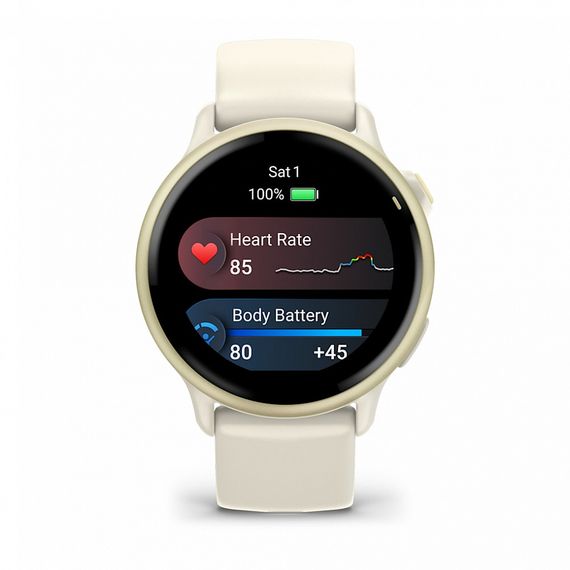 Умные часы Garmin Vivoactive 6 лунно-золотистый с ремешком цвета слоновой кости