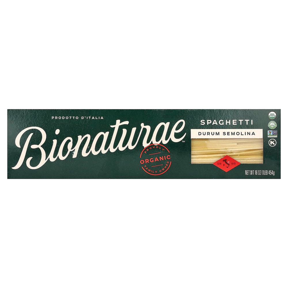 Bionaturae, органические спагетти из семолины, 454 г (16 унций)