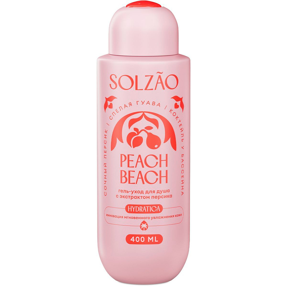 SOLZAO PEACH BEACH Гель-уход для душа с экстрактом Персика, 400мл, блок 6шт.