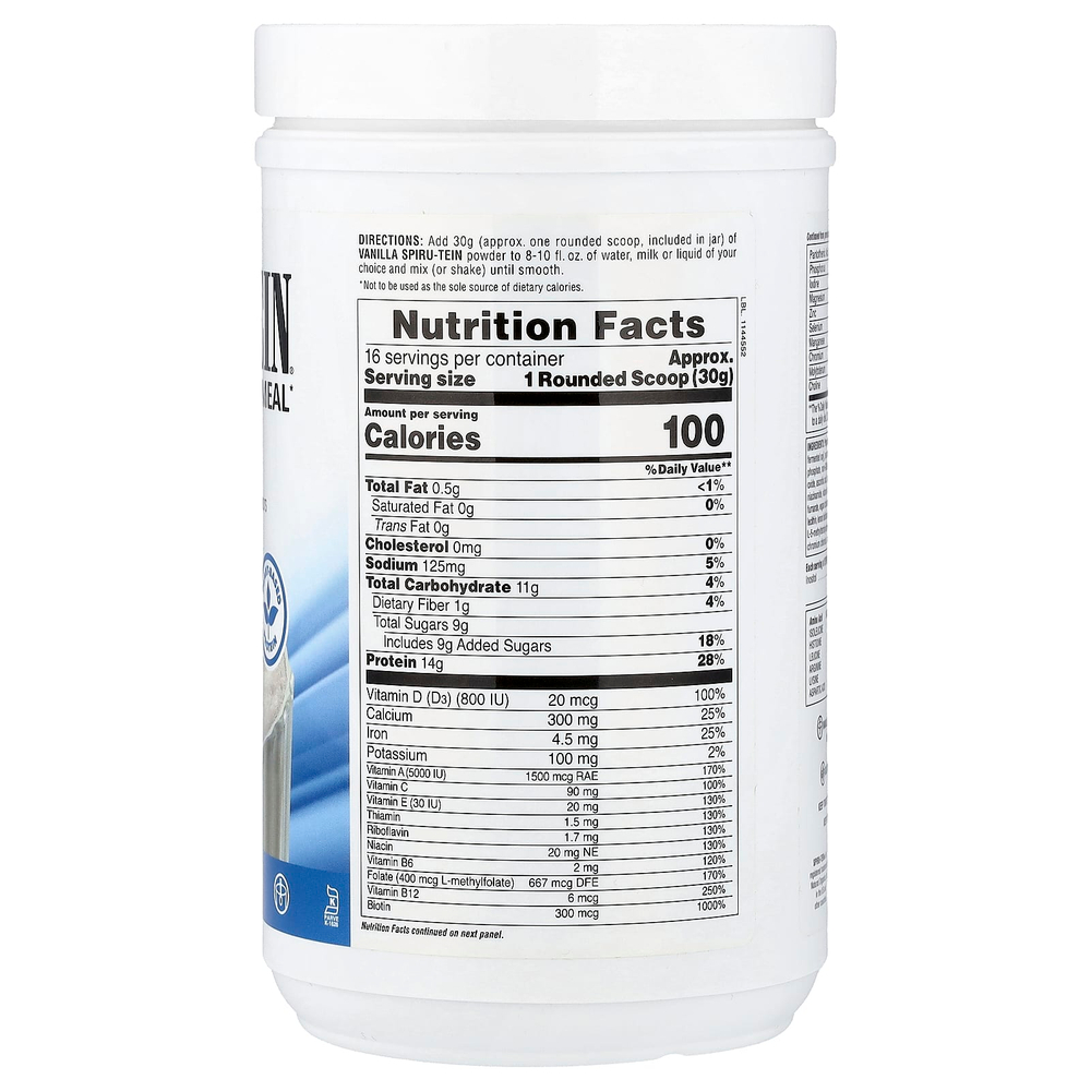 NaturesPlus, Spiru-Tein®, протеиновый порошок, со вкусом ванили, 480 г (1,06 фунта)