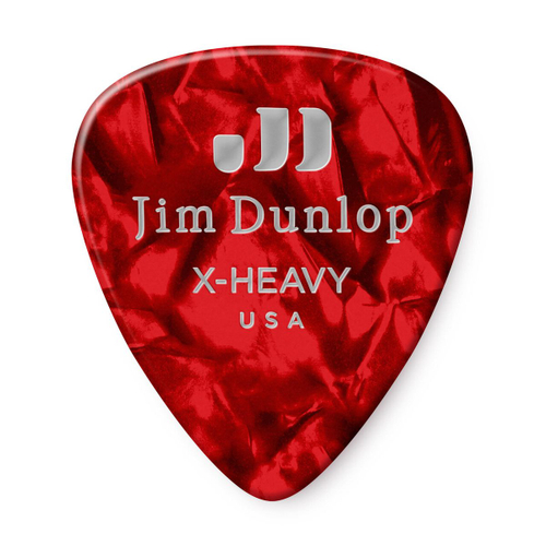 Dunlop 483P09XH Celluloid Red Pearloid Extra Heavy 12Pack медиаторы, очень жесткие, 12 шт.