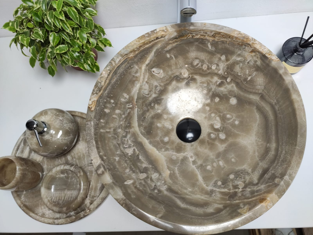 Раковина из оникса Bowl Grey BO-60972 45x45x17 из натурального камня
