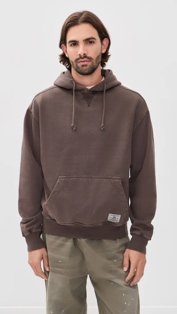 Толстовка мужская ALPHA INDUSTRIES ESSENTIAL HOODIE RELAXED FIT SWEATSHIRT (WASH)