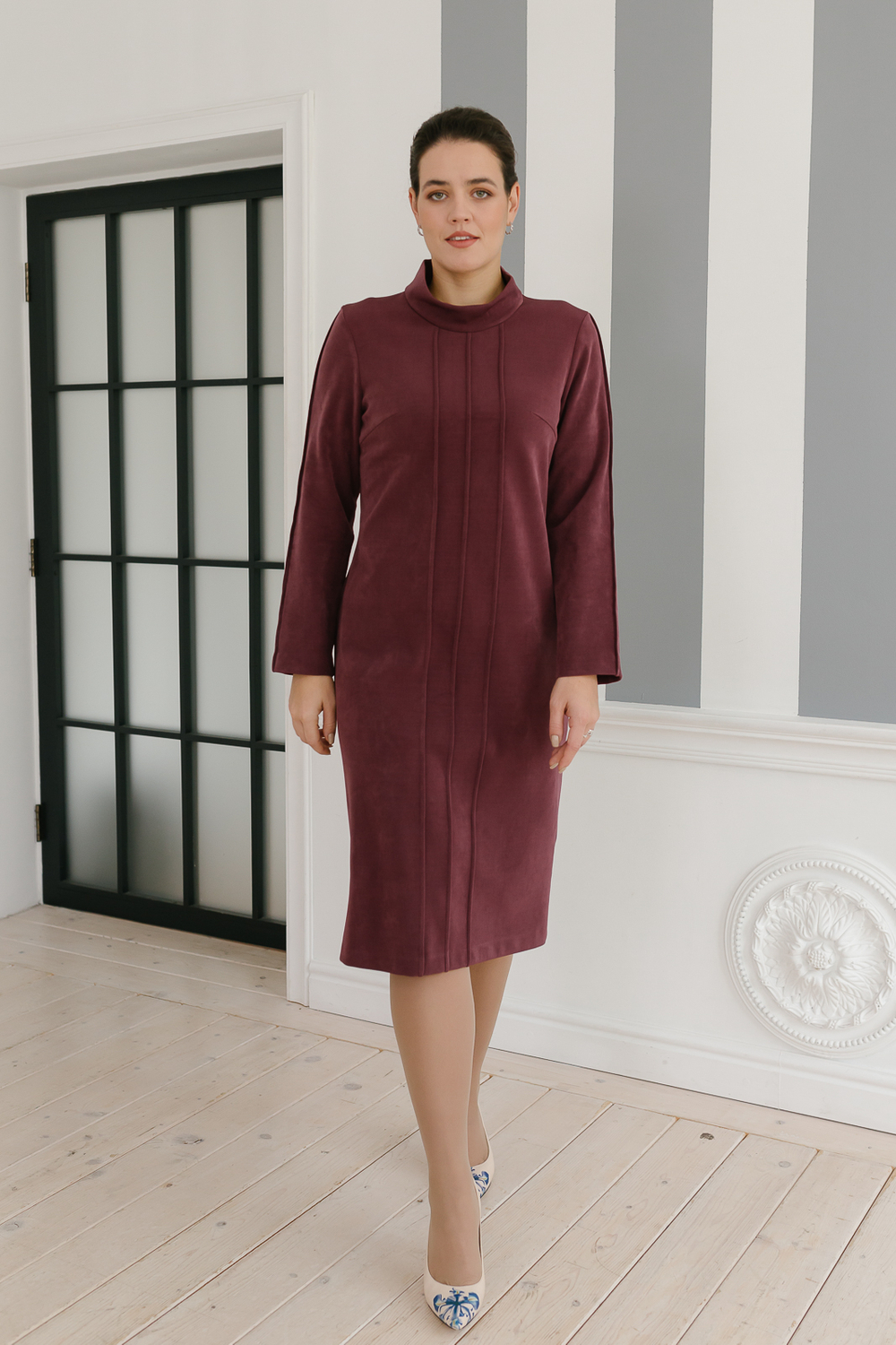 Трикотажное платье 3049АЕ, коричневый