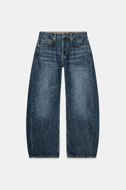 ZARA ДЖИНСЫ BARREL СО СРЕДНЕЙ ПОСАДКОЙ — ZW COLLECTION, СИНИЙ