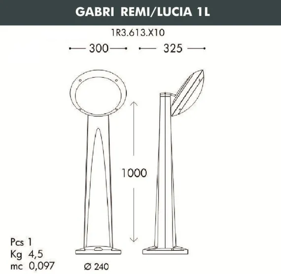Наземный светильник Lucia 1R3.613.X10.WYE27 Fumagalli