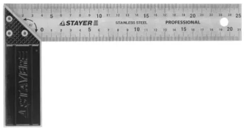 Угольник STAYER "HEAVY DUTY" столярный, стальное полотно, 250мм.