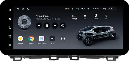 Магнитола для Mazda CX-4 2016-2024 (ШГУ монохром) - Teyes LUX ONE ROUND монитор 12.3", Android 10, Быстрая, CarPlay, 4G SIM-слот