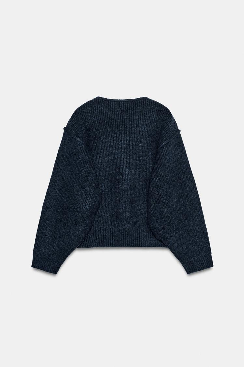 ZARA СВИТЕР С ЗАНИЖЕННОЙ ПРОЙМОЙ, СИНИЙ/ИНДИГО